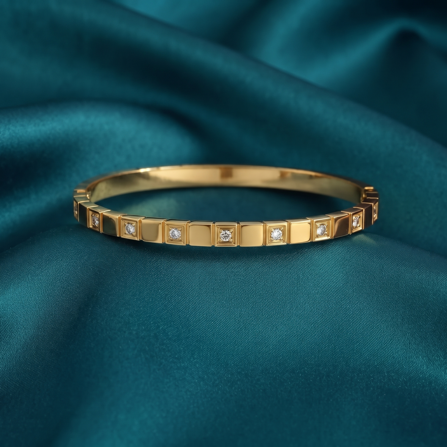 Crystal Block Gold Kada Bracelet