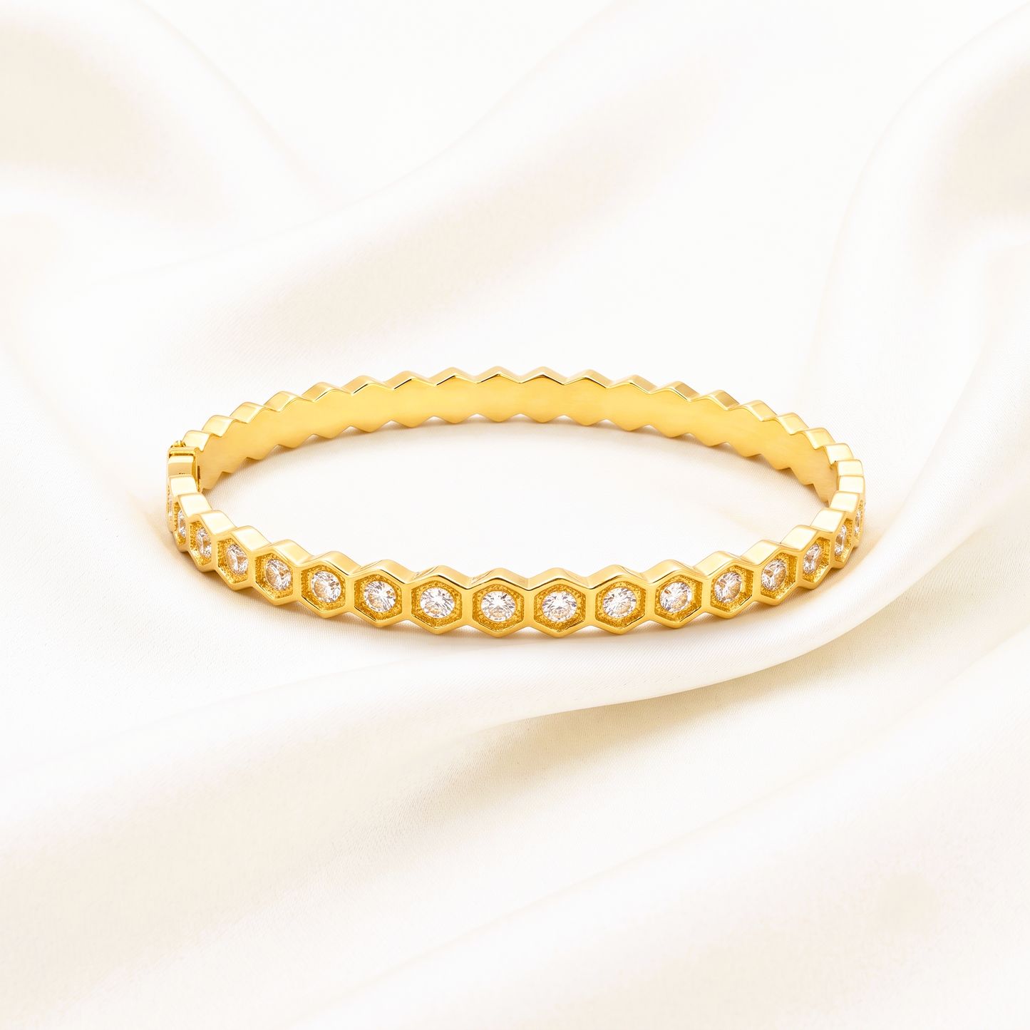 Hexa Crystal Gold Kada Bracelet