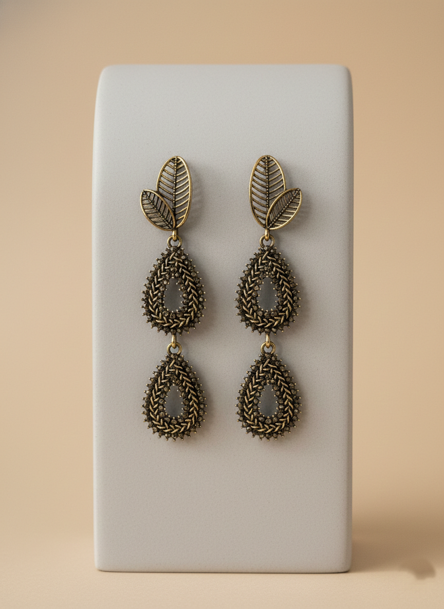Oxidized Cascade Earrings - Gold