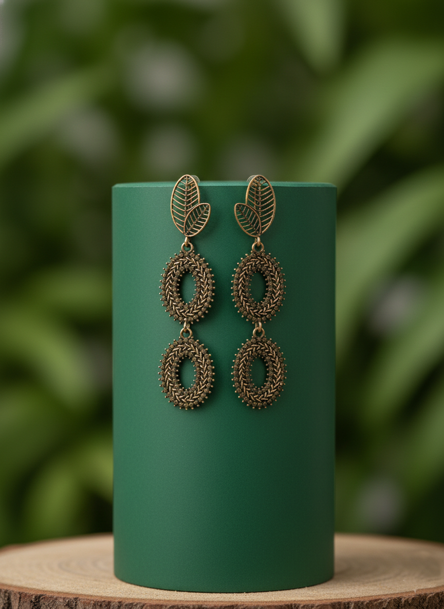 Oxidized Cascade Earrings - Rose Gold