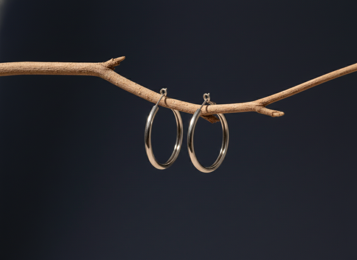 Midnight Silver Hoops