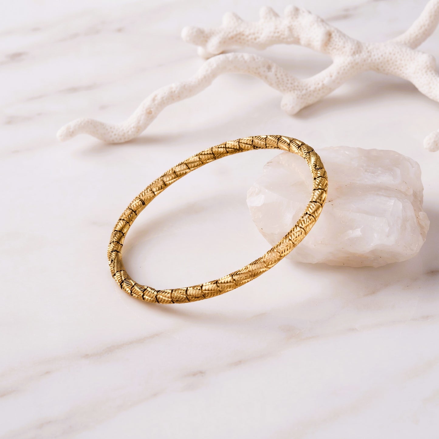 Engraved Gold Bangle Bracelet