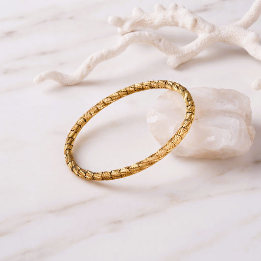 Engraved Gold Bangle Bracelet