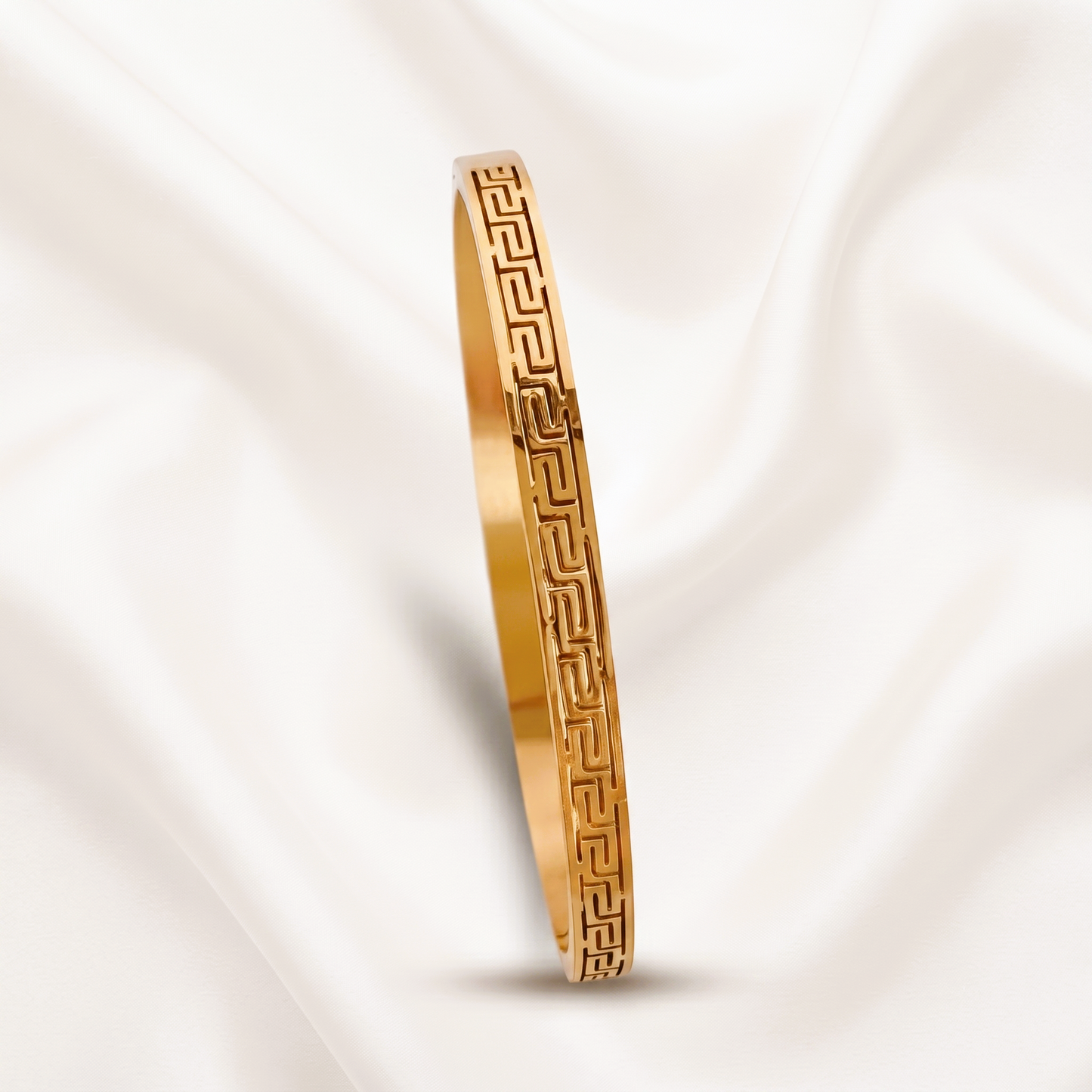 Greek Key Gold Kada Bracelet