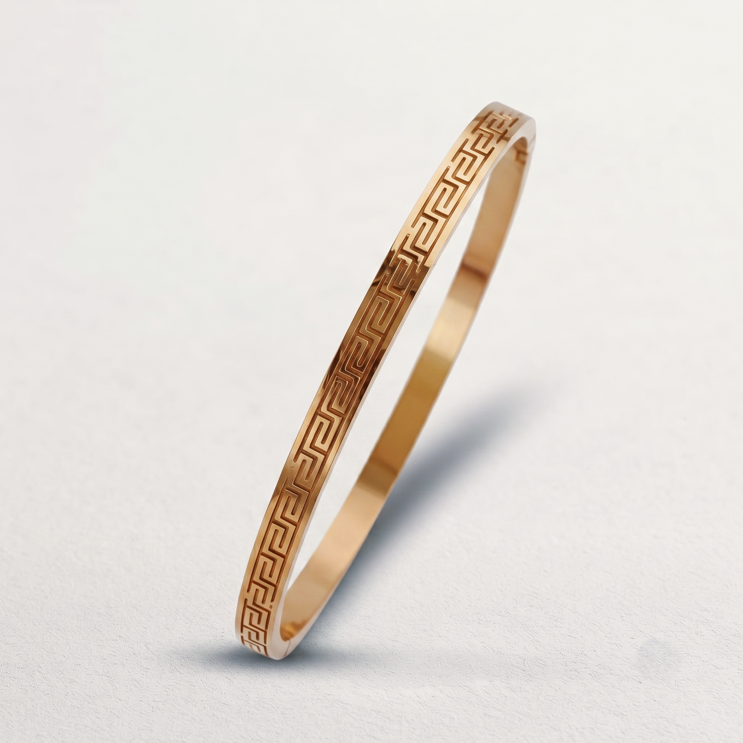 Greek Key Gold Kada Bracelet
