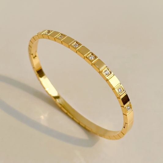 Crystal Block Gold Kada Bracelet