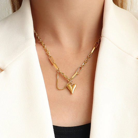 Golden Heart Link Necklace - Anti Tarnish