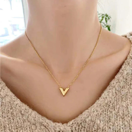 Minimalist V Pendant - Anti Tarnish Necklace