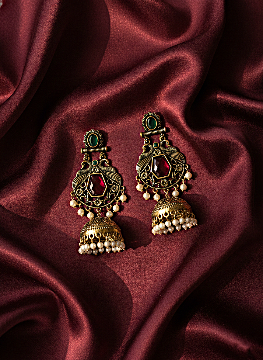 Maharani Ruby Jhumkas