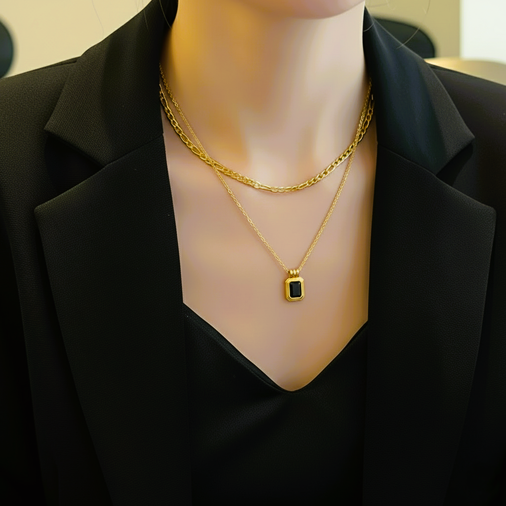 Noir Luxe Necklace - Anti Tarnish