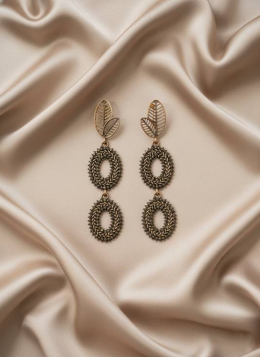 Oxidized Cascade Earrings - Rose Gold