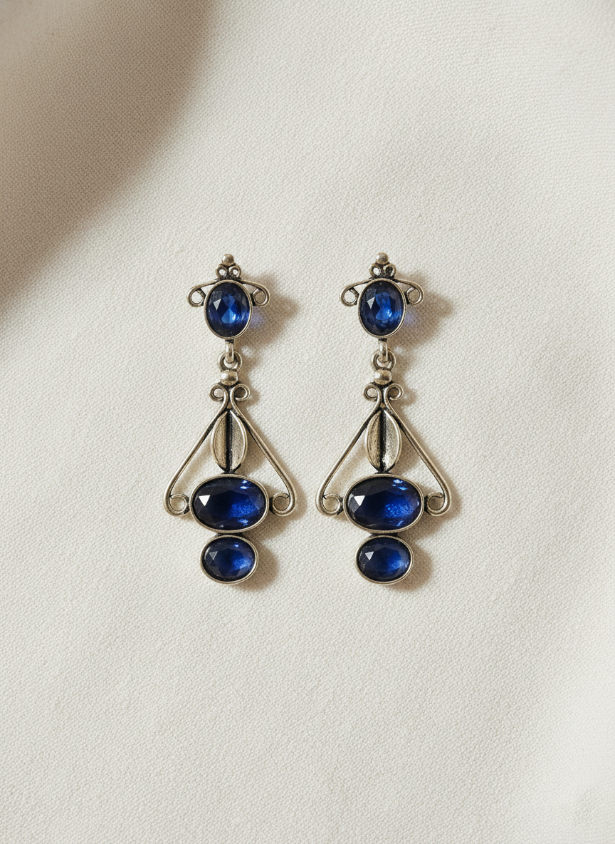 Sapphire Bloom Drop Earrings