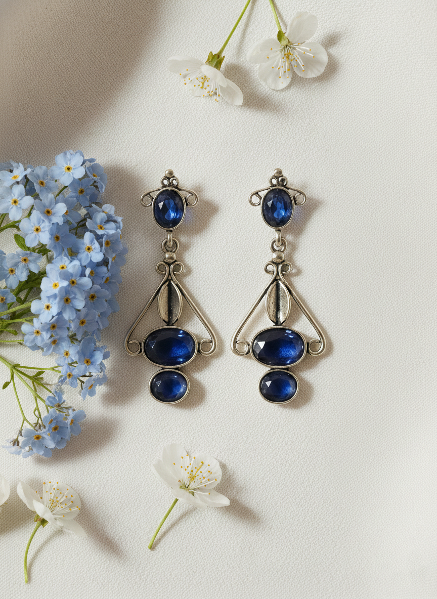 Sapphire Bloom Drop Earrings