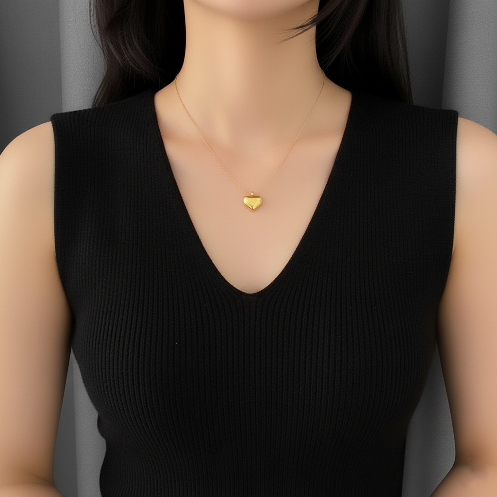 Golden Whisper Heart Necklace