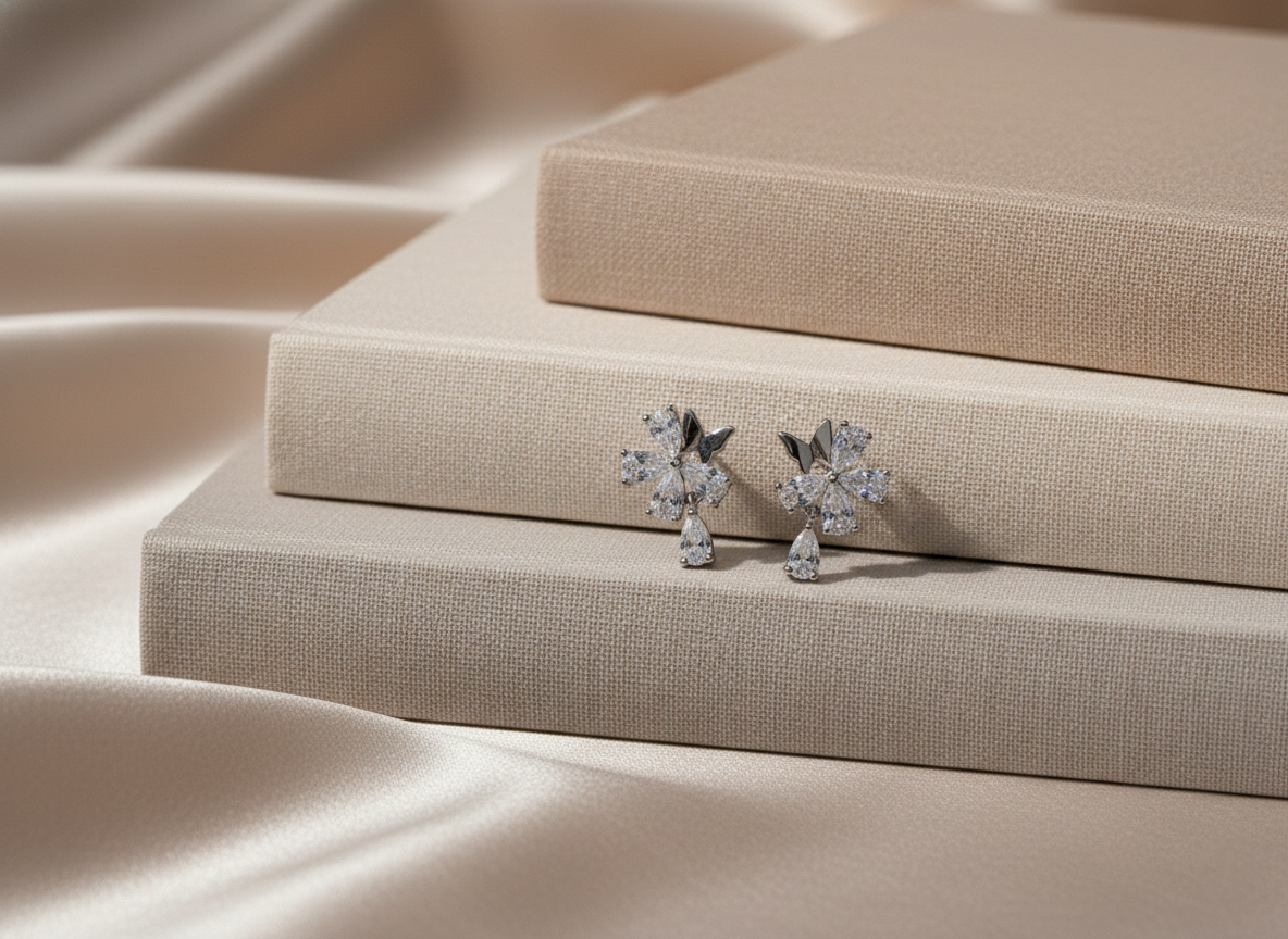 Crystal Bloom Studs - Gold