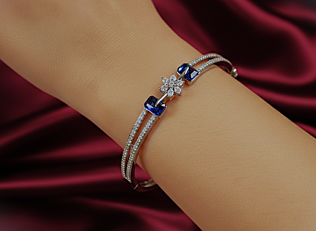 Sapphire Whisper – Bangle Bracelet