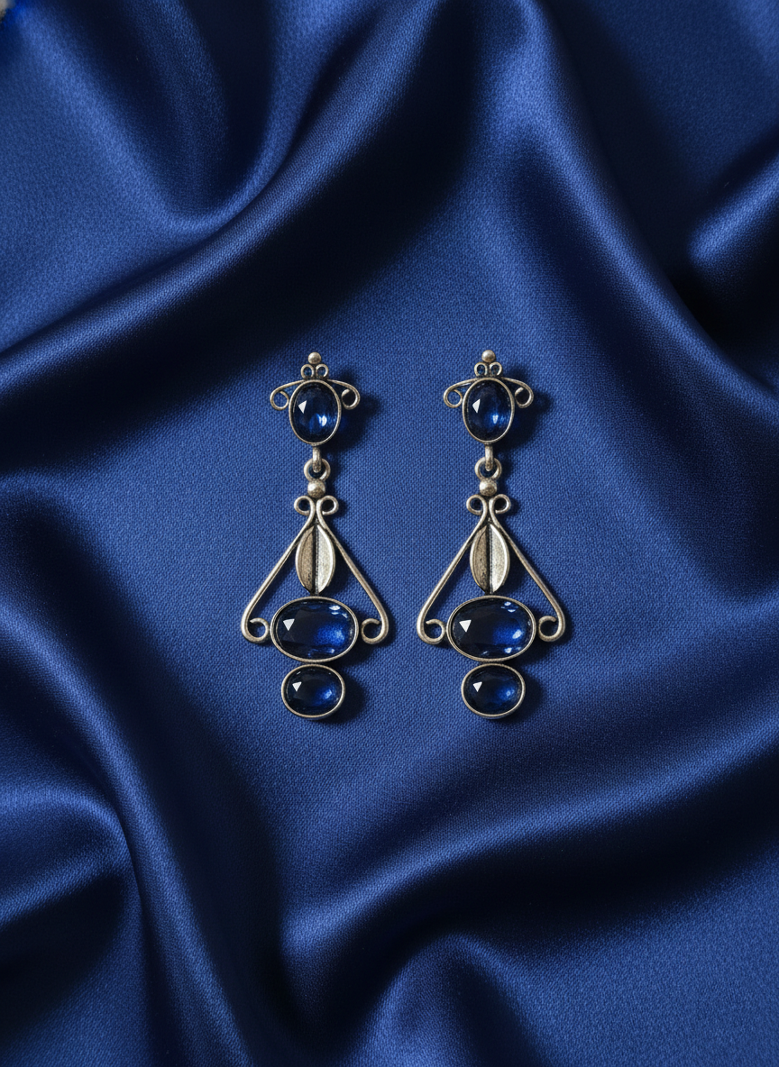 Sapphire Bloom Drop Earrings