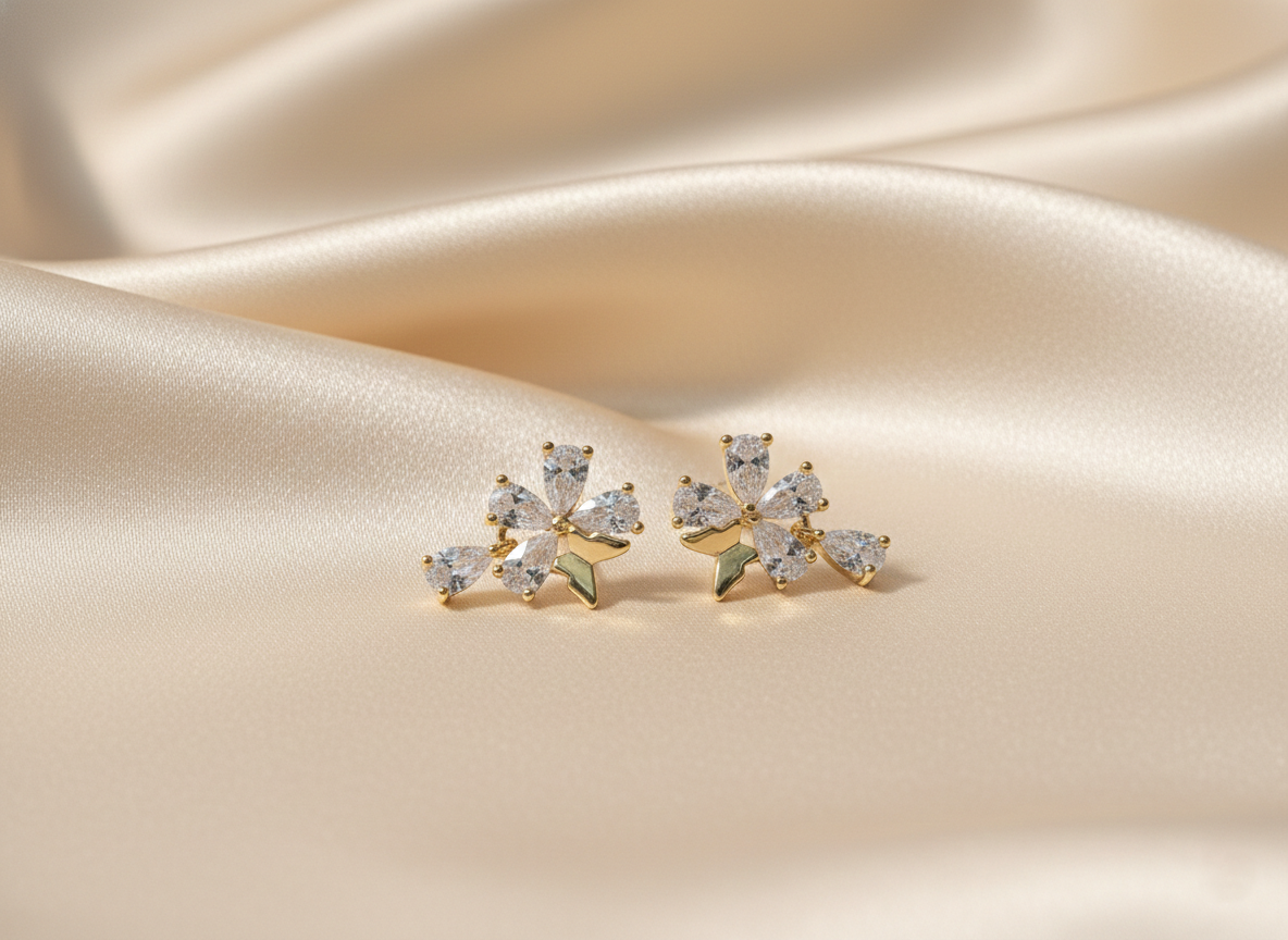 Crystal Bloom Studs - Silver