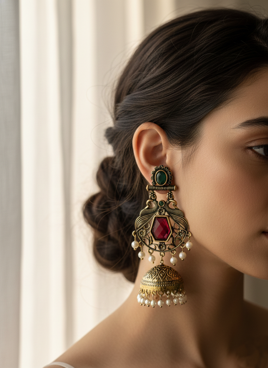 Maharani Ruby Jhumkas