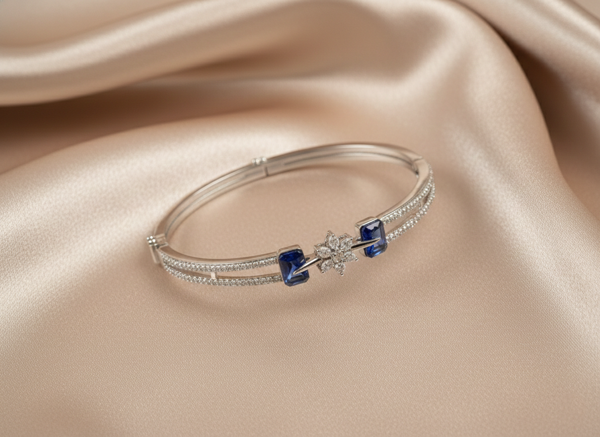 Sapphire Whisper – Bangle Bracelet