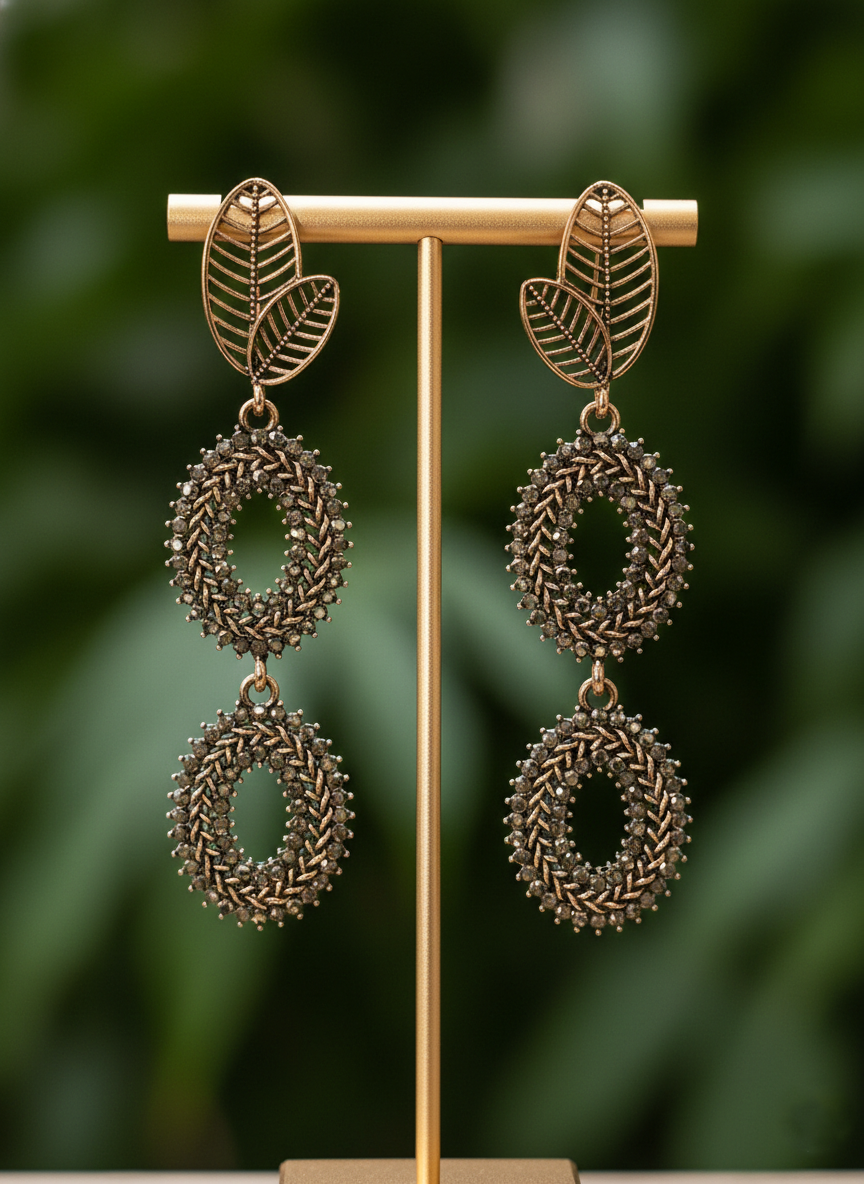 Oxidized Cascade Earrings - Rose Gold