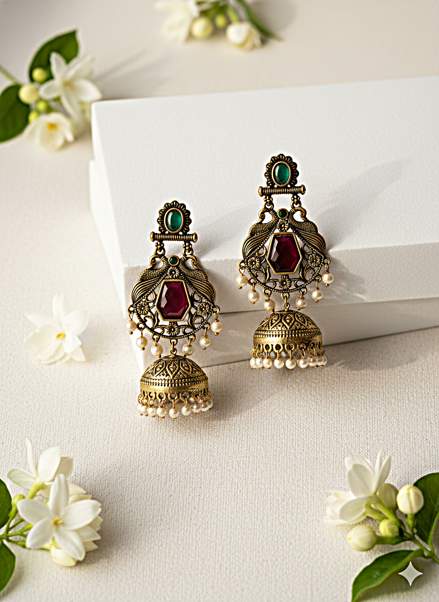 Maharani Ruby Jhumkas