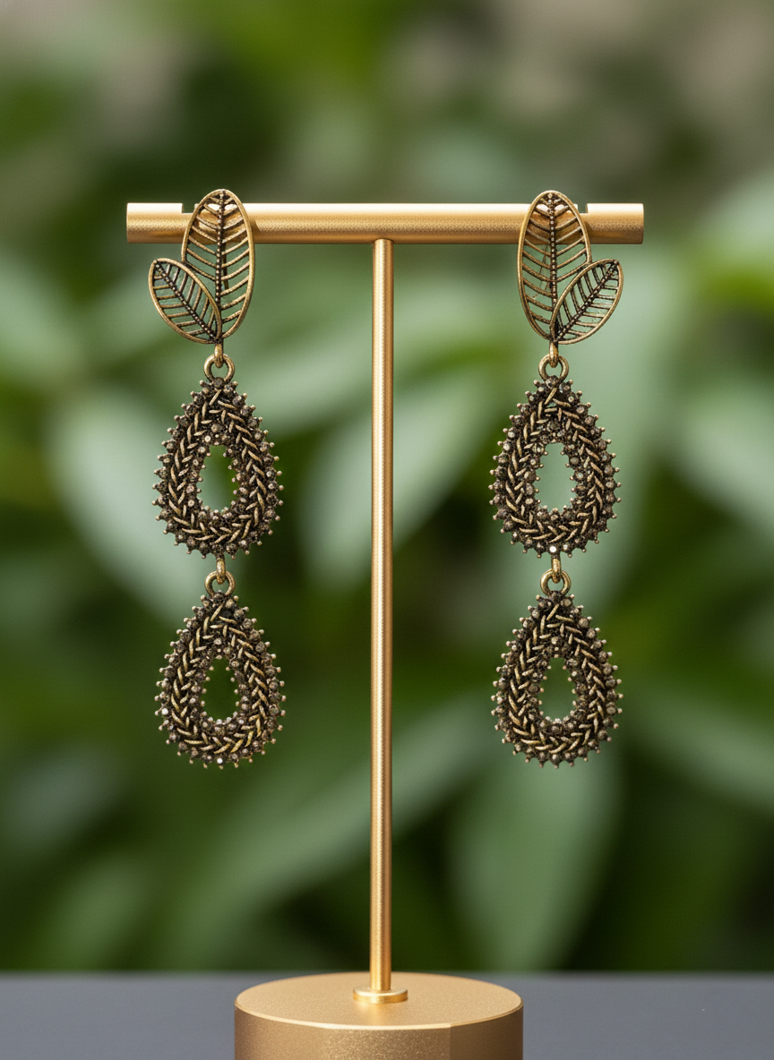 Oxidized Cascade Earrings - Gold