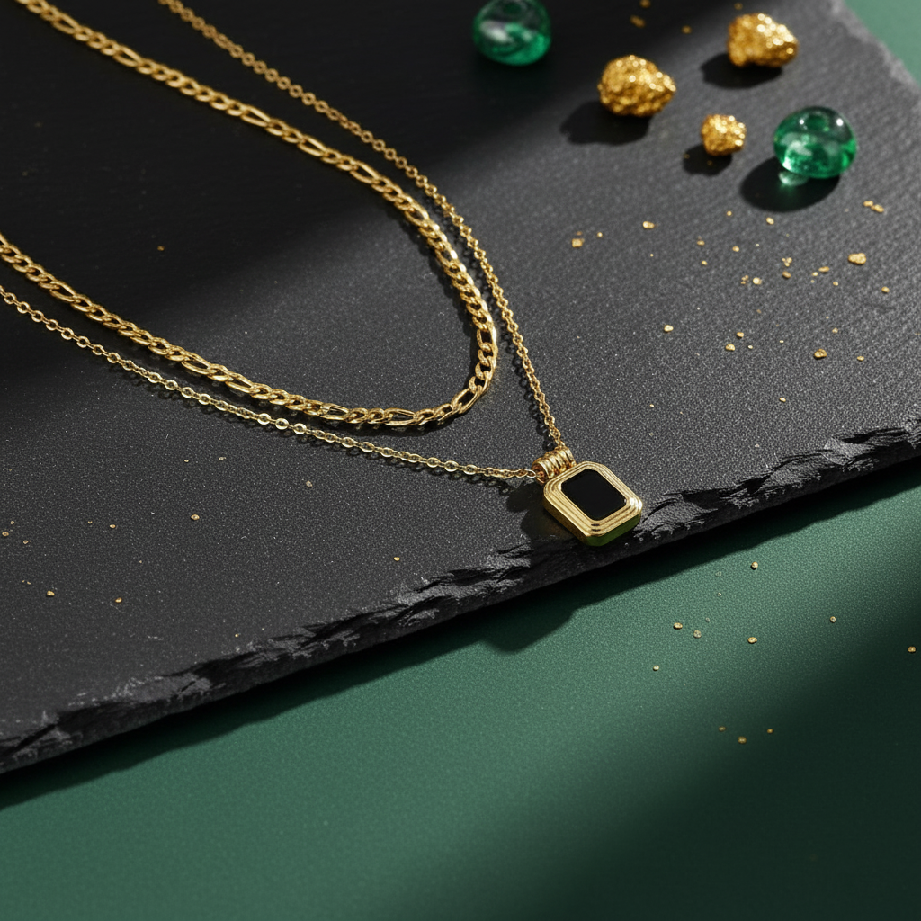 Noir Luxe Necklace - Anti Tarnish