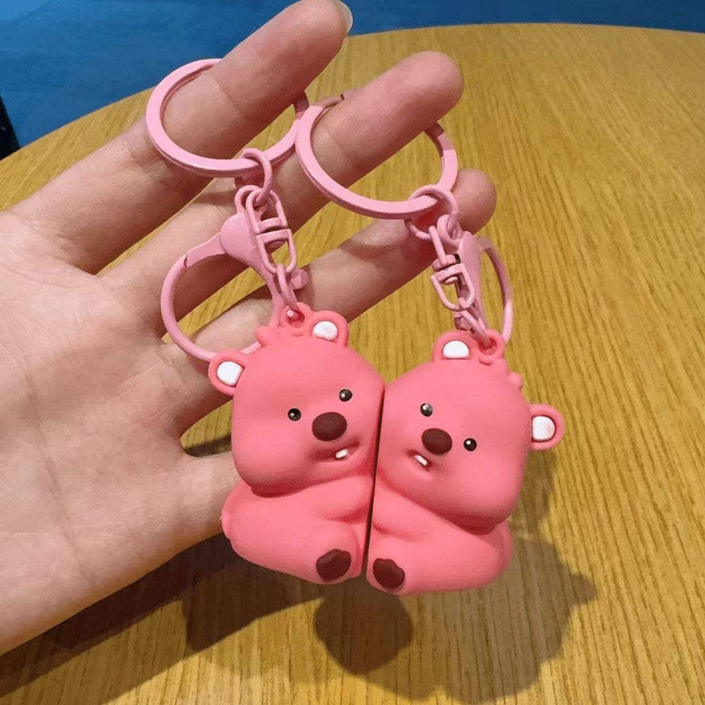 Cute Bear shape Couple 2in1 Magnetic Keychain