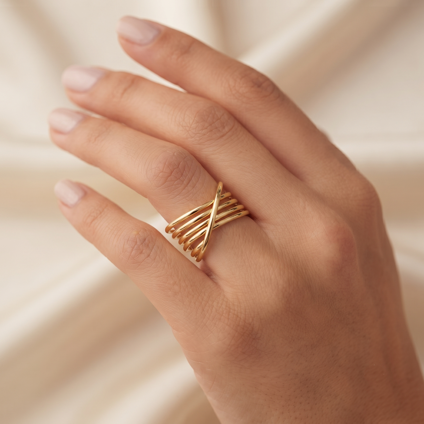 Golden Weave Ring (Adjustable Size)
